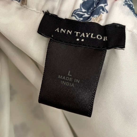 Ann Taylor Factory White and Blue Floral Tie Waist Skirt, L - Picture 6 of 7